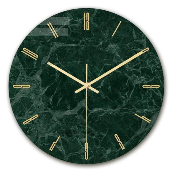 CC003 Green Marble Pattern Wall Clock Non-Ticking Silent Alarm