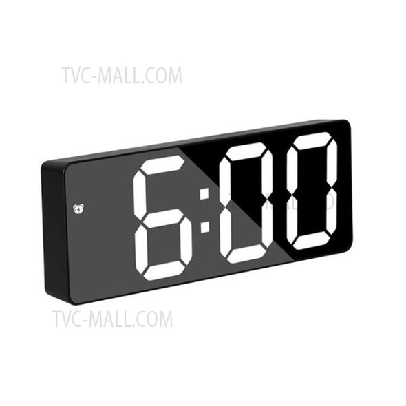 Digital Display LED Alarm Table Clock Voice Control 12/24H Format Snooze Function 3 Bright Modes Sleeping Nap Clock for Home Bedroom Office - White Display