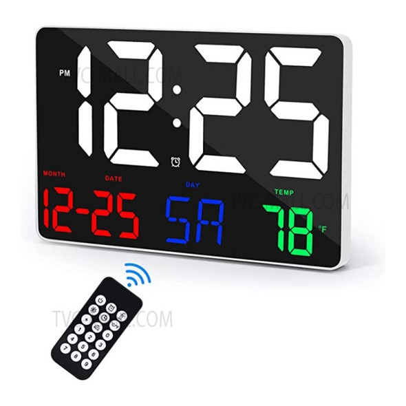 Digital Alarm Clock for Bedrooms LED Screen, Snooze, Temperature, Date, Desk Clock for Kitchen Office - White/Colorful Display