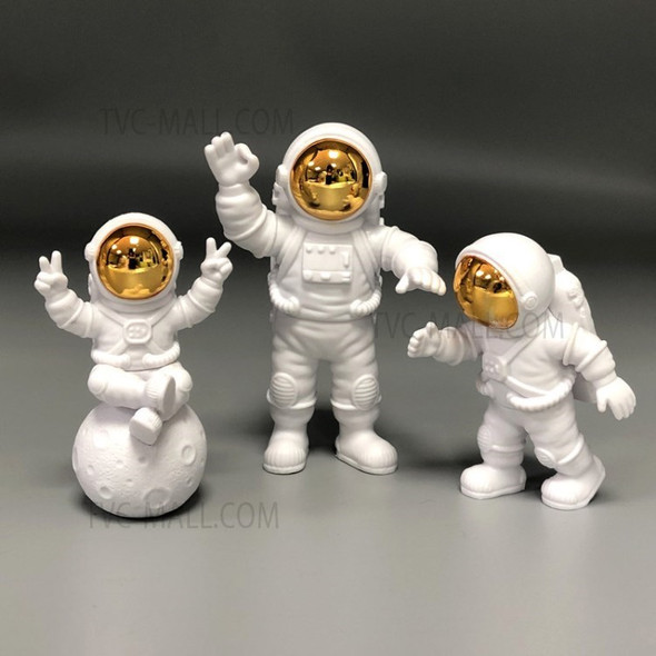 3Pcs Astronaut Figurines Cake Topper Decoration Spaceman Model-Miniature Astronaut Toys - Gold