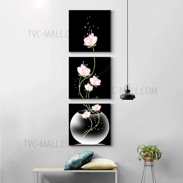 3Pcs/Set Decorative Canvas Wall Art Flower Painting Modern Elegant Artwork for Living Room Home Decoration - 20cmx20cm
