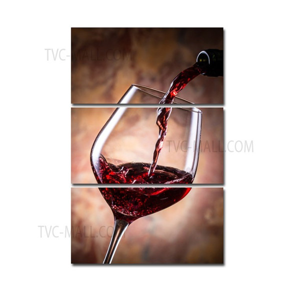 3Pcs/Pack Wine Glass Canvas Frameless Painting Wall Art Decor - 20x40cm