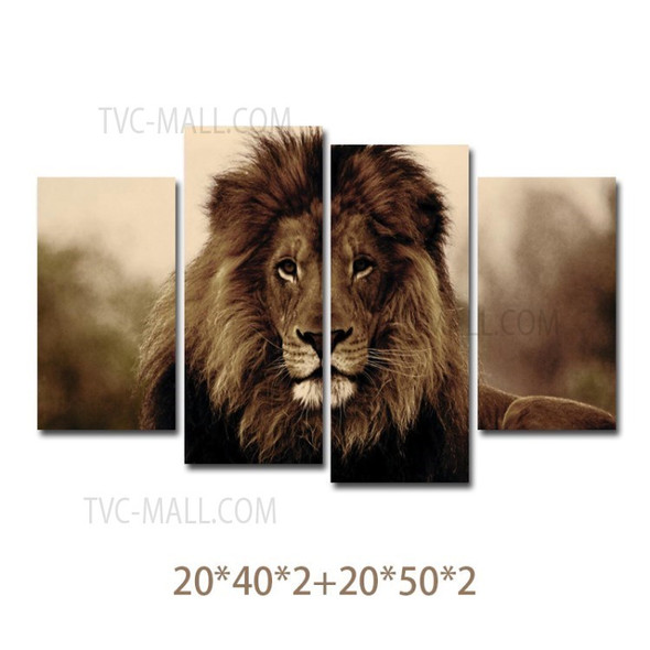 Lion Canvas Frameless Amimal Painting Wall Art Decor Modern Flower Painting Decoration - 20cmx40cmx2Pcs and 20cmx50cmx2Pcs