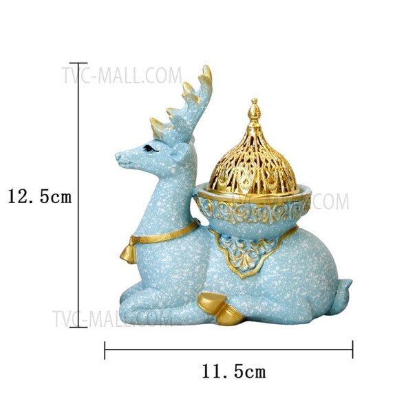 Marble Pattern Resin Incense Burner Diffuser Reindeer Censer Home Ornament - Baby Blue