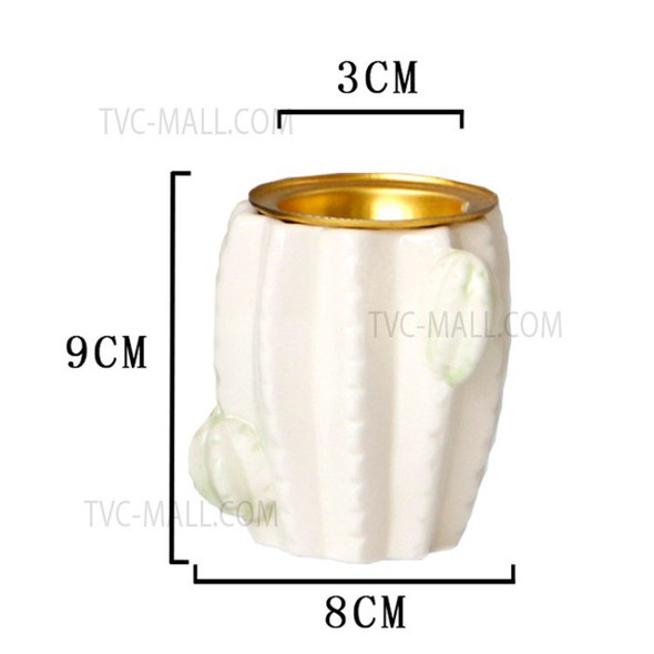 Nordic Cactus Shape Incense Burner Holder Creative Ceramics Incense Diffuser - White/Size S
