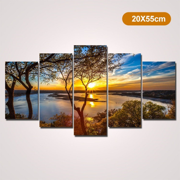 5Pcs/Set Wall Art  Scenery Canvas Painting Ready to Hang for Living Room Home Decorations - 20x55cm Longest One