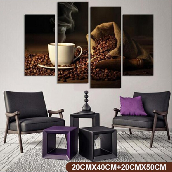 Coffee Beans Wall Art Canvas Painting Pictures for Dining Room Kitchen Bar Home Decorations - 20cmx40cmx2+20cmx50cmx2