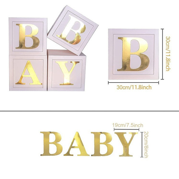 Baby Shower Decoration Transparent Balloon Box Set Backdrop Baby Block - 4 Box+BABY