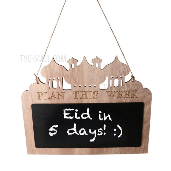 Environmentally-friendly Wooden Rustic Eid Mubarak Memo Board Hanging Message Plaque Ramadan Chalkboard Signs Table Decoration Home Crafts - Type 1