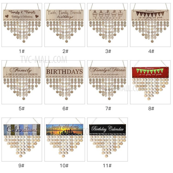 Wooden Calendar Board Sign Stylish Home Crafts Family Celebration and Birthday Reminder DIY Wood Craft for Home Decoration - Type:1