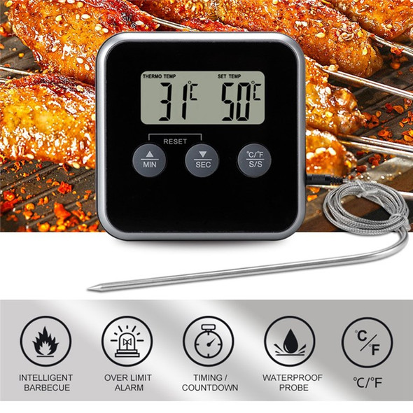 TS-BN56 Household Oven BBQ Thermometer Multifunctional Kitchen Electronic Timer with Waterproof Probe (No FDA, BPA Free)