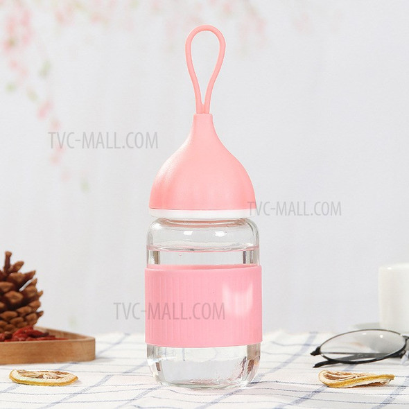 280ml Water Bottle Silicone Onion Cover Glass Outdoor Sports Drinkware - Pink