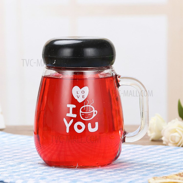 Creative Glass Water Bottle Portable Couple Lovers Tea Cup Mug - Black