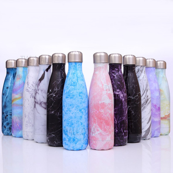 Marble Series 500ml Stainless Steel Double Wall Insulated Sport Water Bottle - White