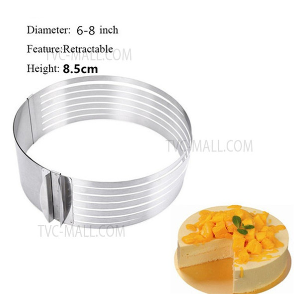 Cake Ring 6 to 8 Inch Adjustable Round Stainless Steel Mousse Mould Ring Bakeware Tool (BPA-free, No FDA Certificate)