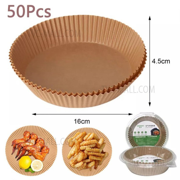 Non-Sticky Air Fryer Disposable Paper Liner Oil-Proof Baking Paper for Roasting Microwave (with FDA Certification) (BPA-Free) - Brown 16cm/50Pcs
