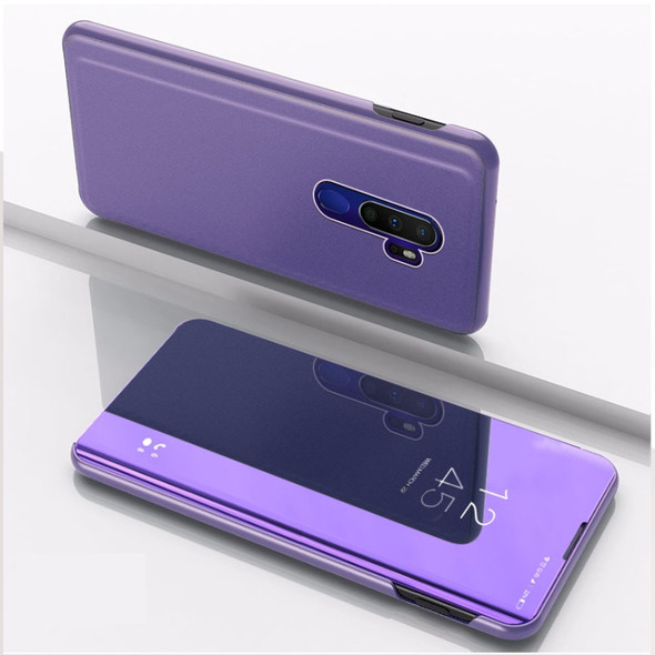For OPPO A11 / A9 (2020) Plated Mirror Horizontal Flip Leather Case with Holder(Purple Blue)