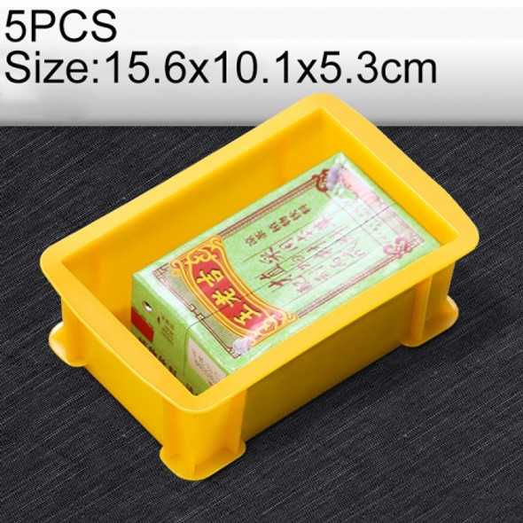 5 PCS Thick Multi-function Material Box Brand New Flat Plastic Parts Box Tool Box, Size: 15.6cm x 10.1cm x 5.3cm(Yellow)