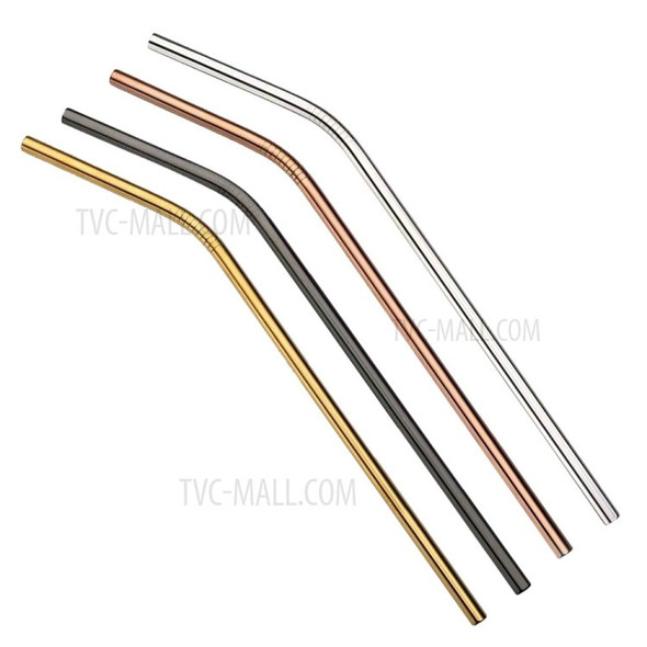 Multicolor Reusable Stainless Steel Straws Bent Straw Drinking Metal Straws [Random Color] - 4Pcs