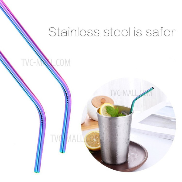 Multicolor Reusable Stainless Steel Straws Bent Straw Drinking Metal Straws [Random Color] - 4Pcs