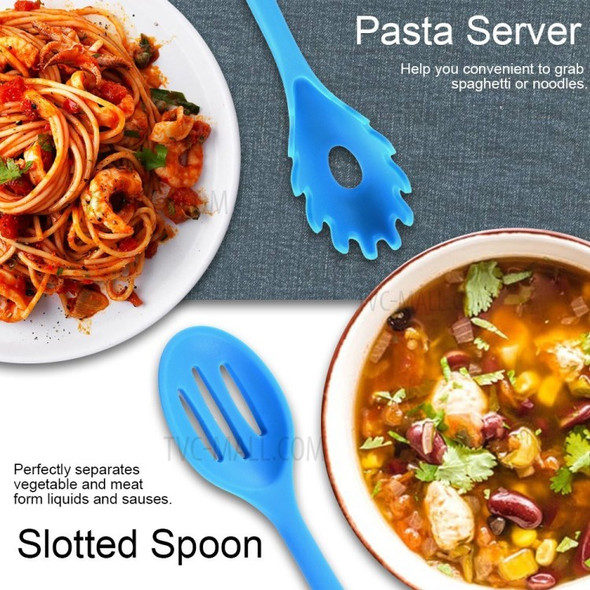 10Pcs Heat Resistant Silicone Kitchen Utensil Set Non-Stick Spoon Spatula Ladle Cooking Tools Dinnerware - Black