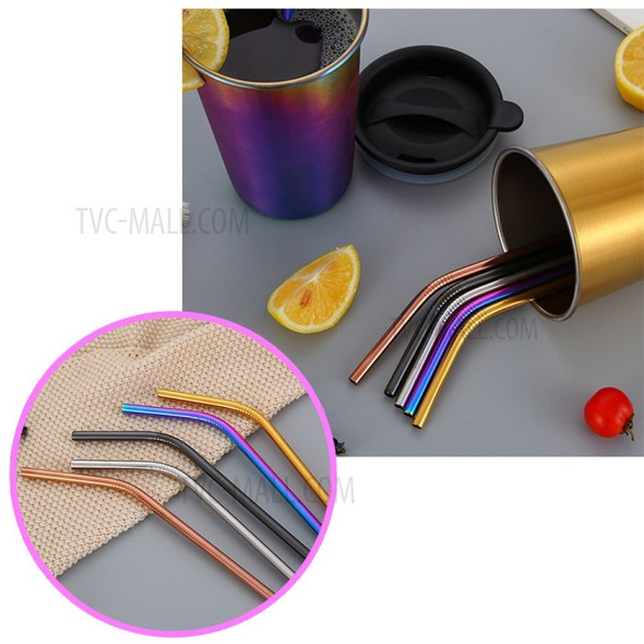 500ml 304 Stainless Steel Straw Lid Cup Set Coffee Mug Outdoor Juice Milk Tea Beer Cups - Multi-color