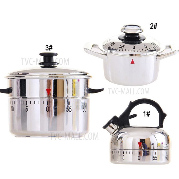 Stainless Steel Kitchen 60 Minutes Timer Clock Teapot Clockwork Cooking - Type 2