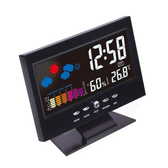 Multi-functional Alarm Clock Backlight LCD Screen Digital Clock with Time/Date/Week/Temperature/Humidity/Weather Display