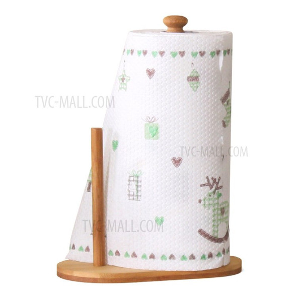 Kitchen Paper Towel Holder Bamboo Wooden Stand Rack Vertical Holder for Kitchen Paper Roll