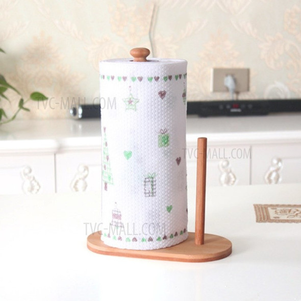 Kitchen Paper Towel Holder Bamboo Wooden Stand Rack Vertical Holder for Kitchen Paper Roll