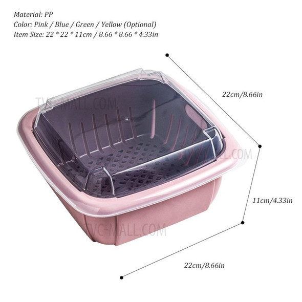 2 in 1 Collapsible Kitchen Colander Fruit Vegetable Strainer Set Washing Basket Food Preservation Box - Pink
