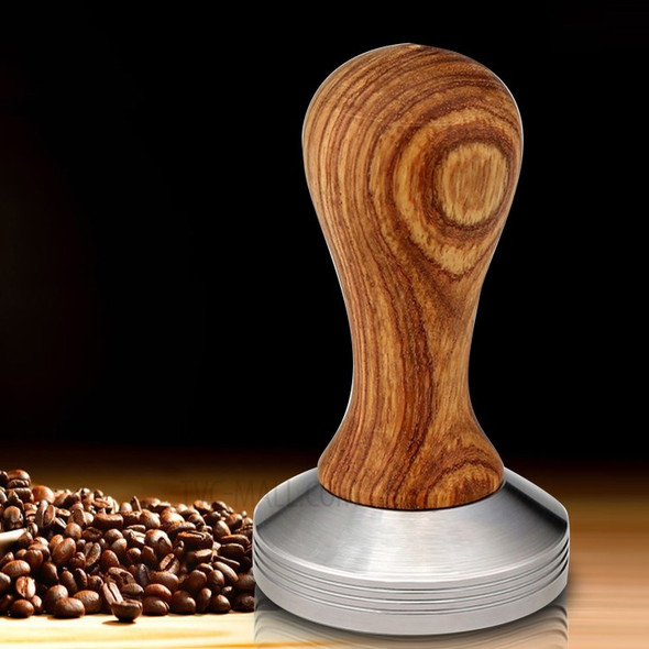 Wooden Handle Coffee Tamper Espresso Tamper Coffee Bean Press 58mm Stainless Steel Flat Base