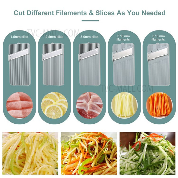 Vegetable Cutter Manual Food Chopper Multifunctional Meat Slicer Grater Shredder (without FDA Certification) - Green