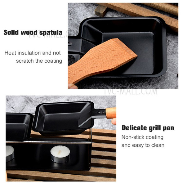 Cheese Raclette Cheese Melting Machine Non-Stick Baking Pan Set with Wood Handle (BPA-free, No FDA Certificate)