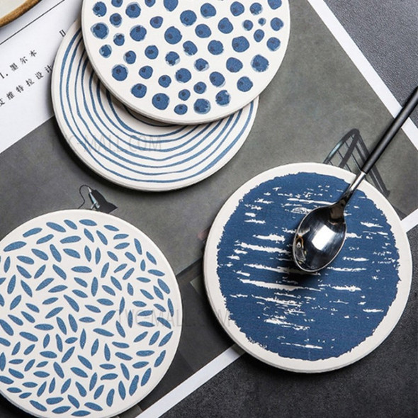 UN073 Natural Diatom Mud Coaster Non-Slip Round Placemat Water Absorbs Cutlery Insulation Table Mat - Ripple