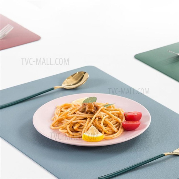 Nordic Style Leather Western Meal Pad Bowl Mat Plate Placemat Waterproof Heat Insulation Table Mat - Blue