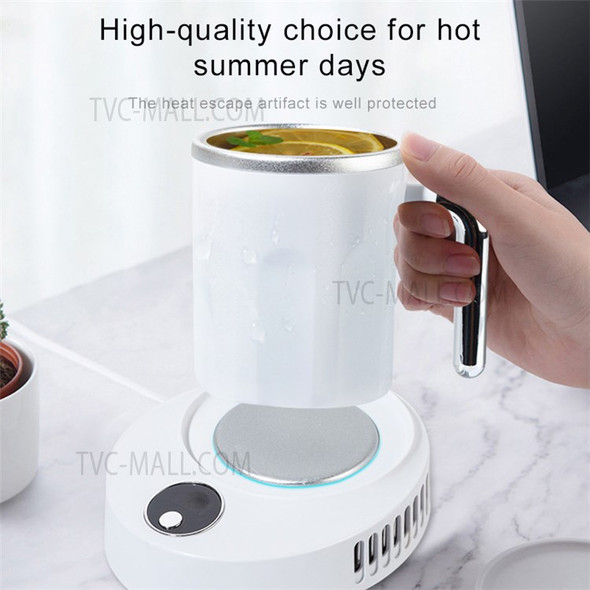 2 in 1 Portable Summer Electric Cup Cooler Milk Coffee Tea Drinks Warmer Beer Cooler Auto Heating and Cooling Beverage Plate for Desktop - US Plug
