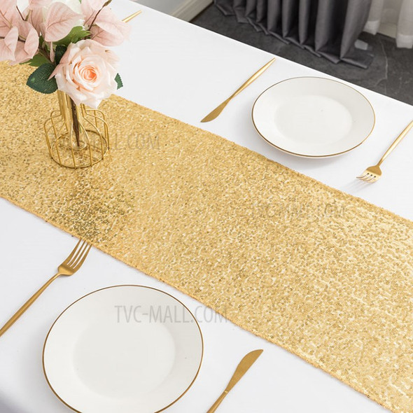 30x240cm Sequin Wedding Table Runner Table Flag Tea Cabinet Cover Dustproof Tablecloth Home Decor - Gold