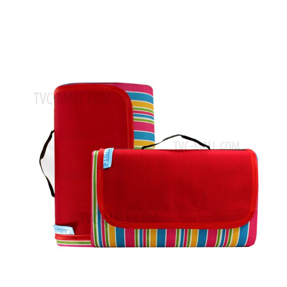 Moisture-proof Outdoor Picnic Mat Blanket Rug Mattress Pad 200x200cm - Red/Stripe