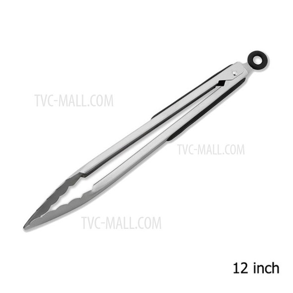 Kitchen Stainless Steel Non-slip Handle Bread Barbecue Food Clip - 12 inch