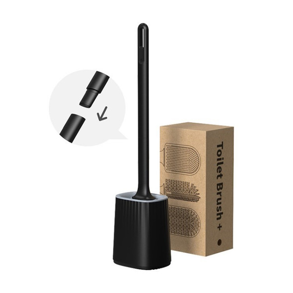 SANGA CD021 Long Handle Toilet Brush Holder Set Non-Scratch Soft Bristles Bathroom Cleaning Tool - Black