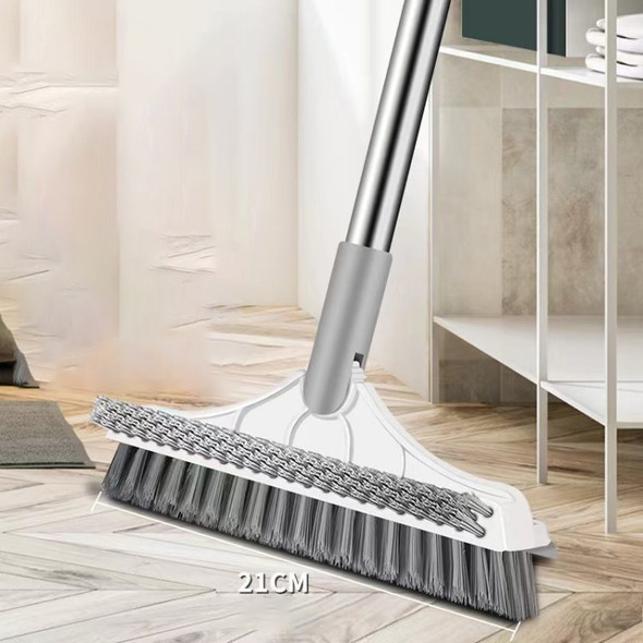 3-in-1 Cleaning Scrub Brush Double-sided Scrubber Floor Brush Telescopic Handle Stiff Bristle Brush - White