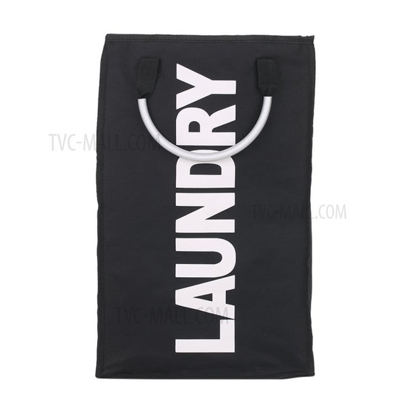 Practical Foldable Laundry Bag Washing Dirty Clothes Laundry Basket Durable Storage Bag with Alloy Handle - Black