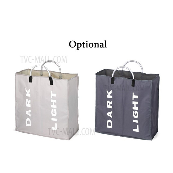 Collapsable 2-section Laundry Bag Foldable Laundry Hamper Durable Oxford Fabric Laundry Basket Clothes Sorter with Alloy Handle - Dark Grey