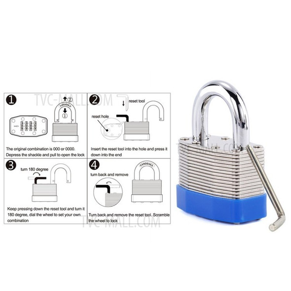 4-Digit Bottom Resettable Combination Padlock Anti-Theft Security Padlock for School Gym Storage Gate Cabinet
