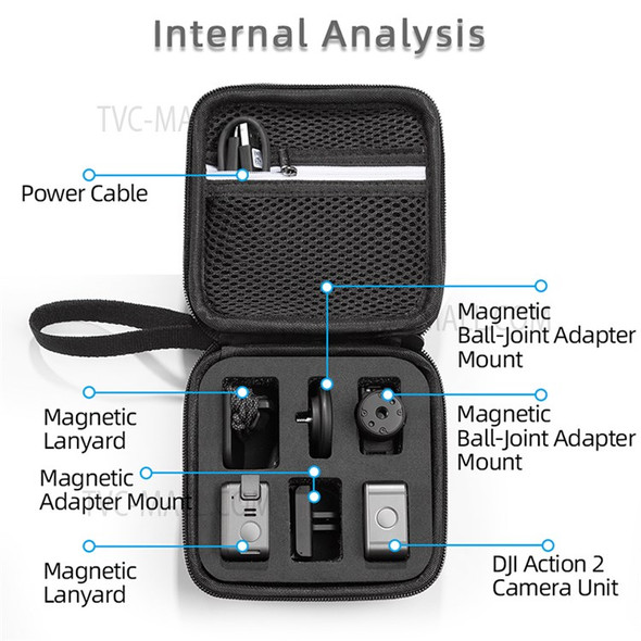 Shockproof Portable Storage Bag Protective Case for DJI Action 2 Sports Camera - Black/Black