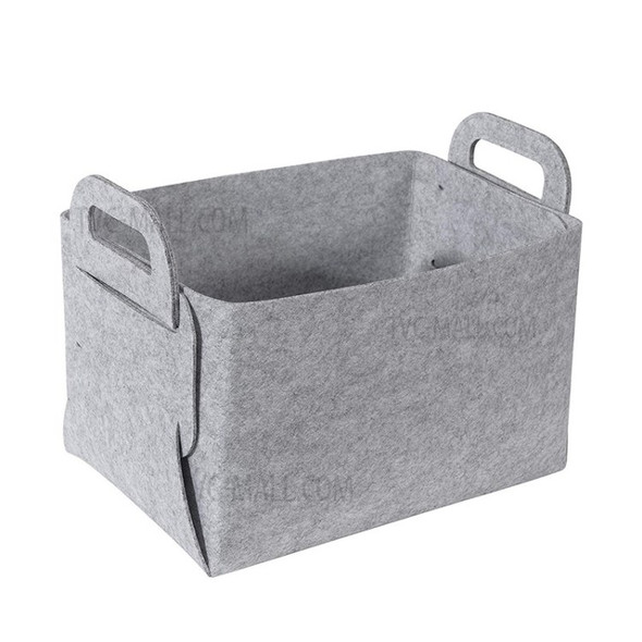 Felt Storage Box Foldable Toy Organizer Basket with Handles Collapsible Fabric Storage Cubes - Light Grey/Size: S