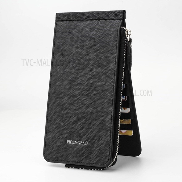 Card Phone Holder Bag Slim Wallet Men Women Purse Case Hold 26 Cards Zipper Clutch Bag - Black