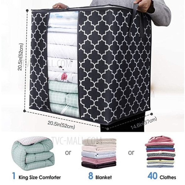 Large Clothes Storage Bag Organizer with Reinforced Handle Thick Fabric for Comforters Blankets Bedding - Black//63*45*36cm