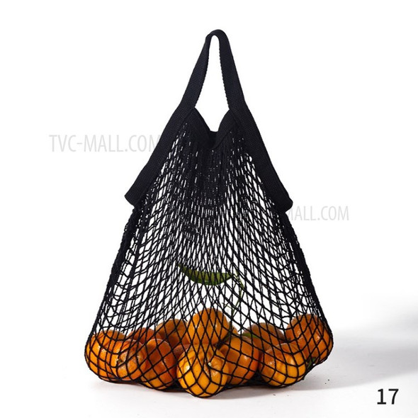 Net Shopping Bag Reusable Grocery Bag Tote Bag Fruit Vegetable Bag Organizer - Black/Short Strap